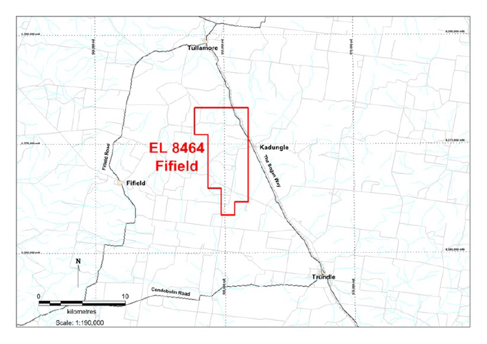 Location map of Fifield tenement EL8464